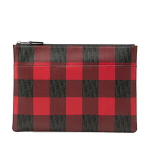 Dior Homme Trotter Check Clutch Bag, Red, Black, Gray Leather, Men's DIOR HOMME